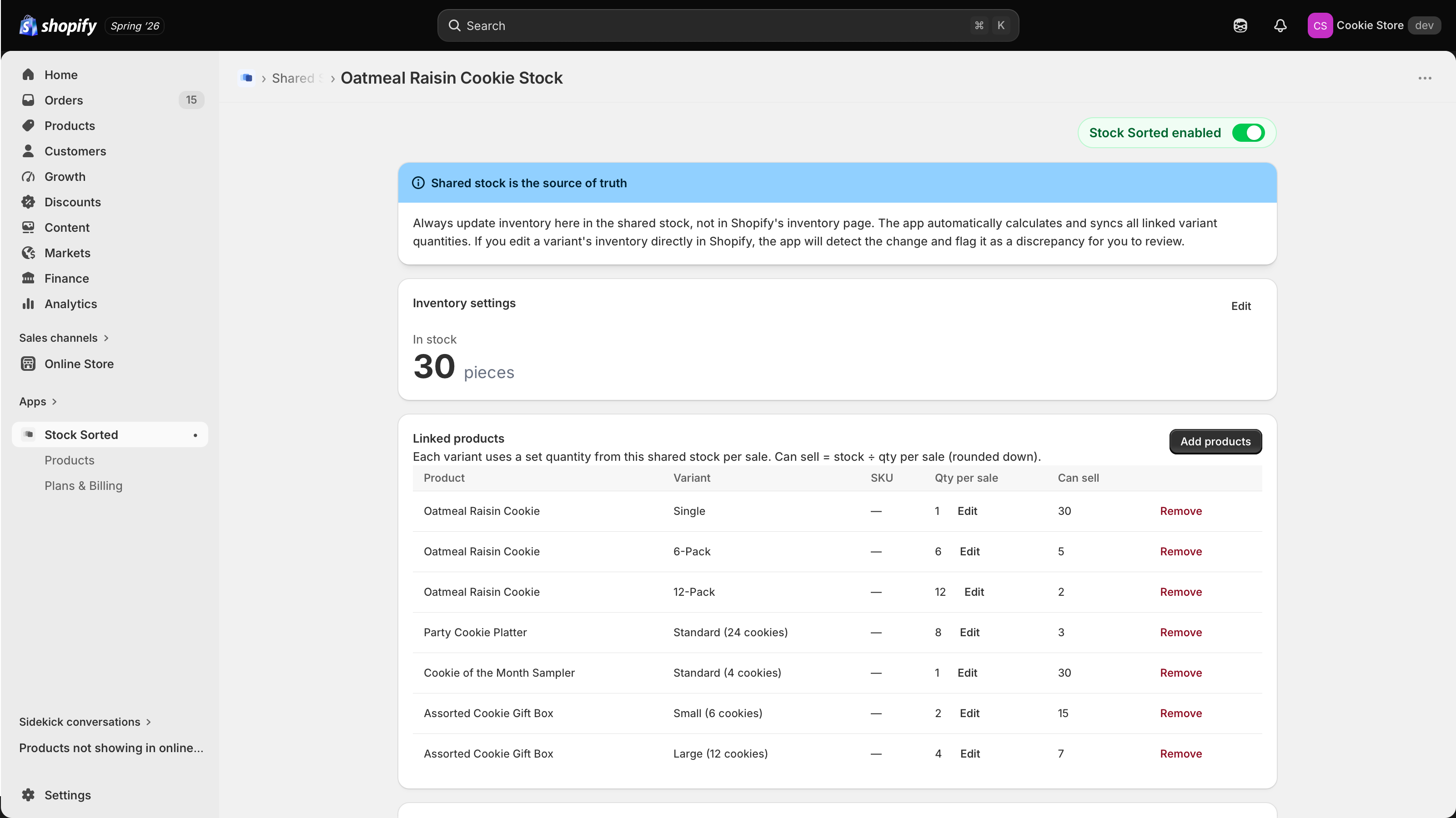 Pool restocked — all variants recalculated